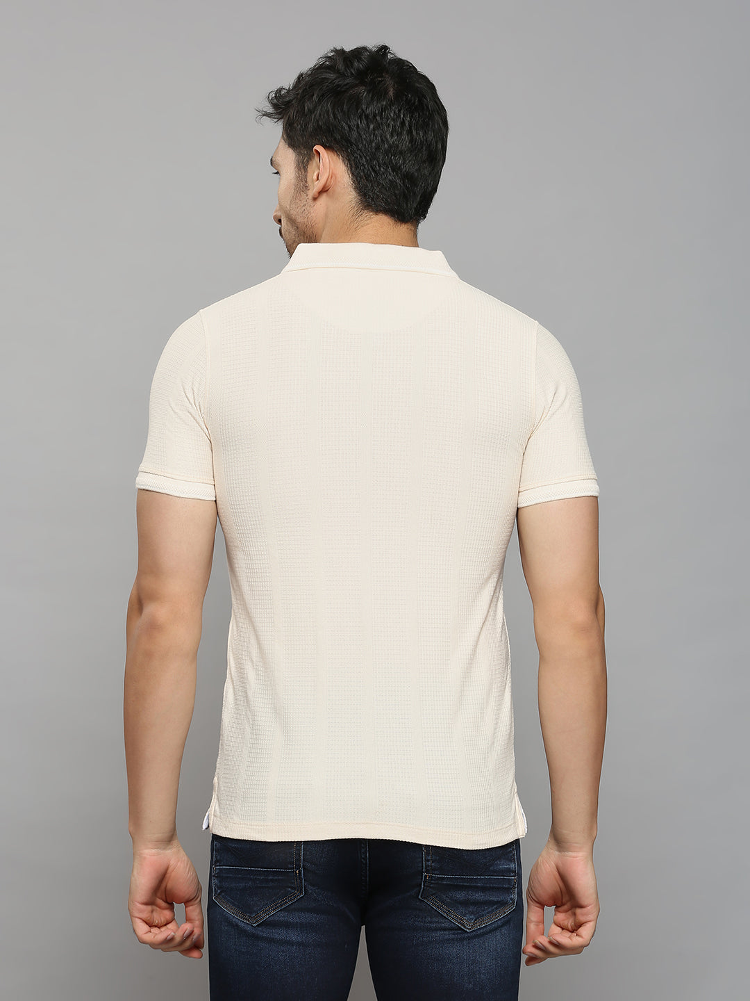 Men's Peach Solid Slim Fit T-Shirts