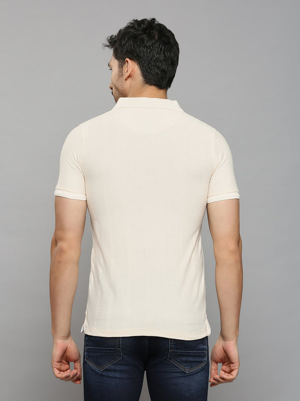 Men's Peach Solid Slim Fit T-Shirts