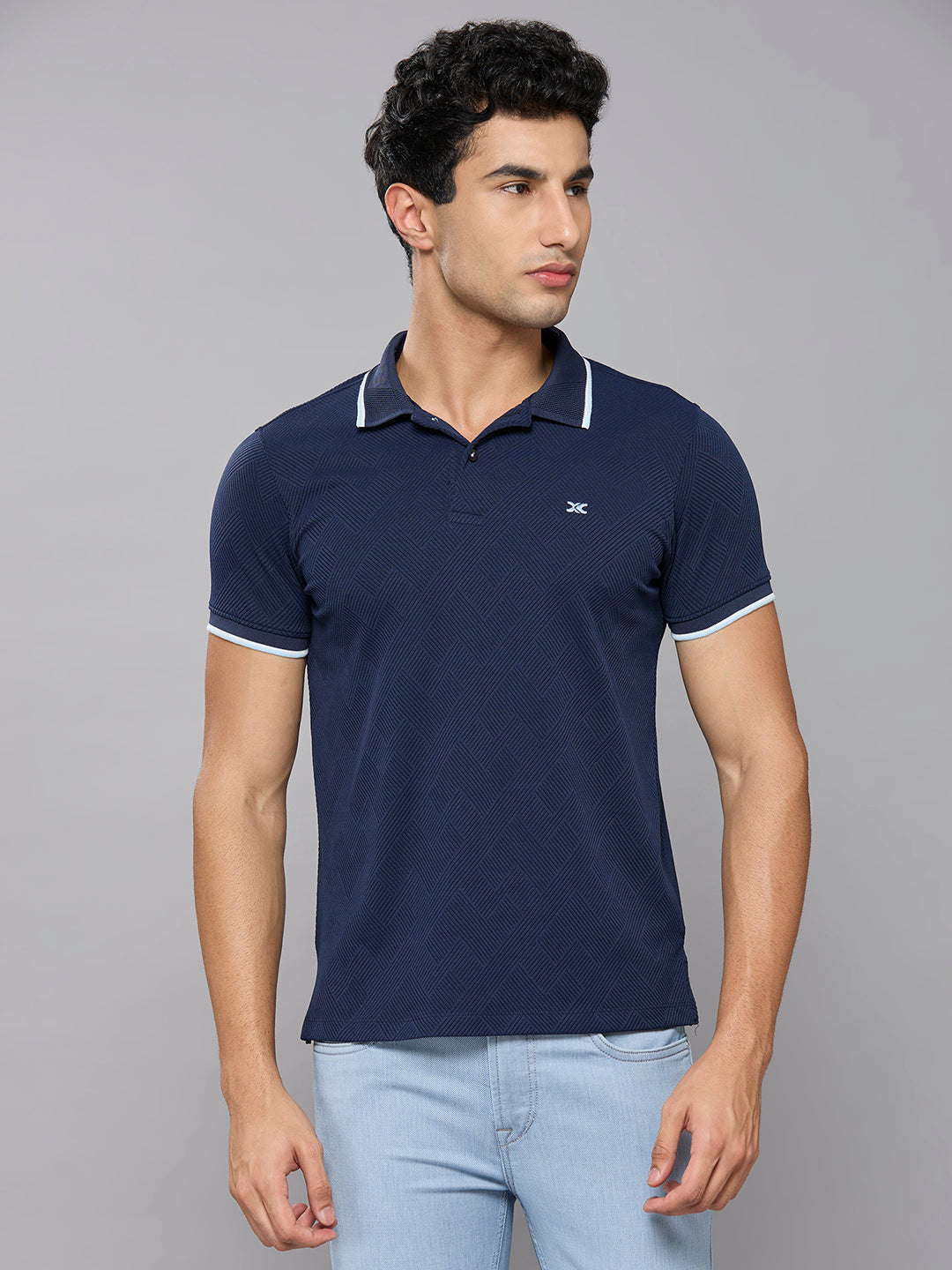 Men's Navy Solid Slim Fit T-Shirts