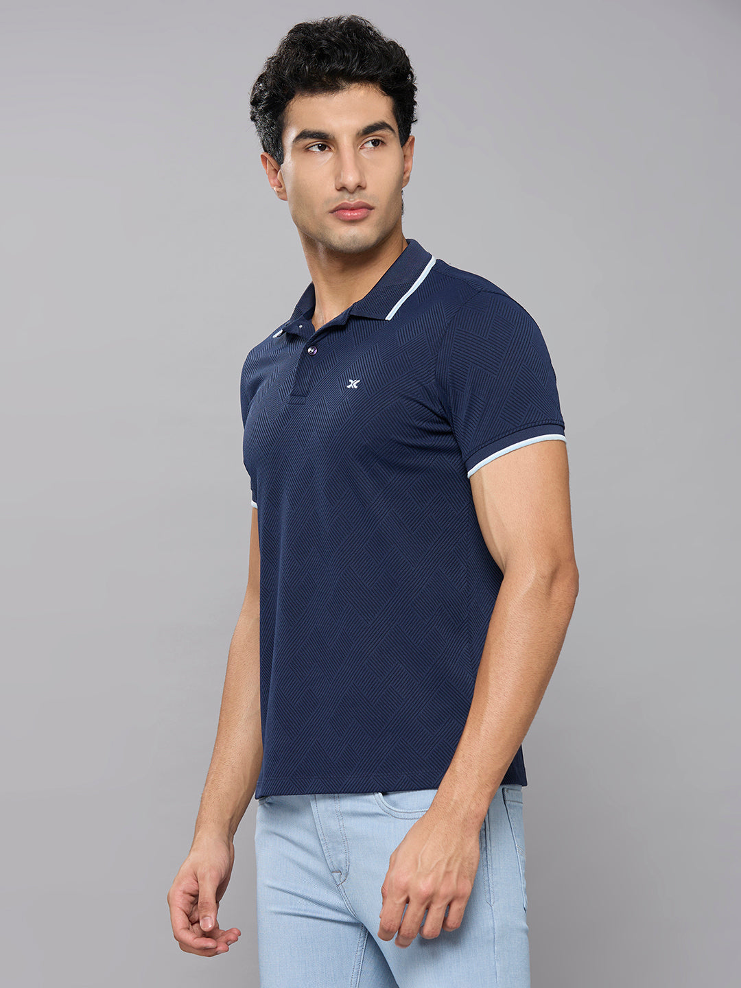 Men's Navy Solid Slim Fit T-Shirts