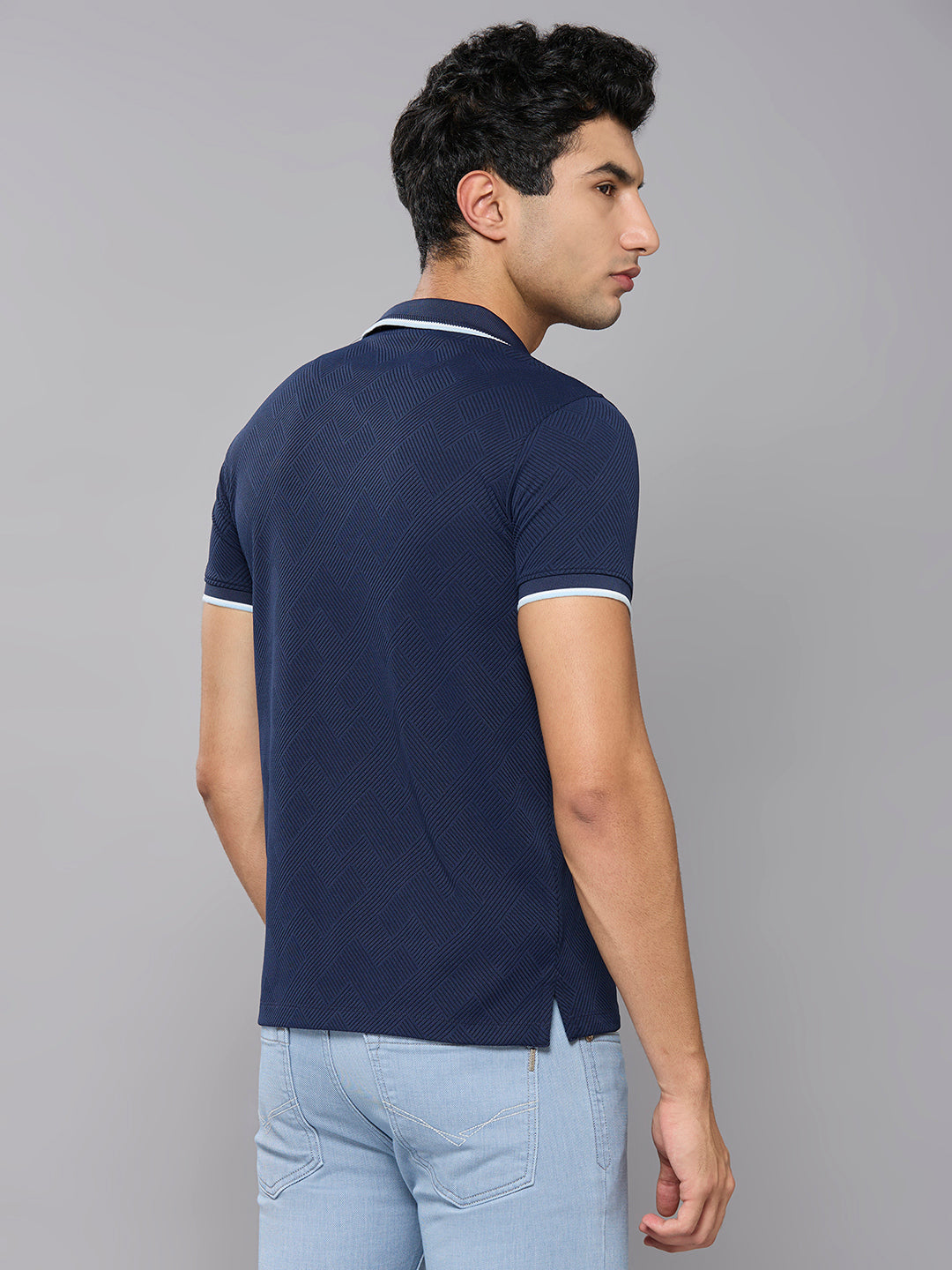 Men's Navy Solid Slim Fit T-Shirts