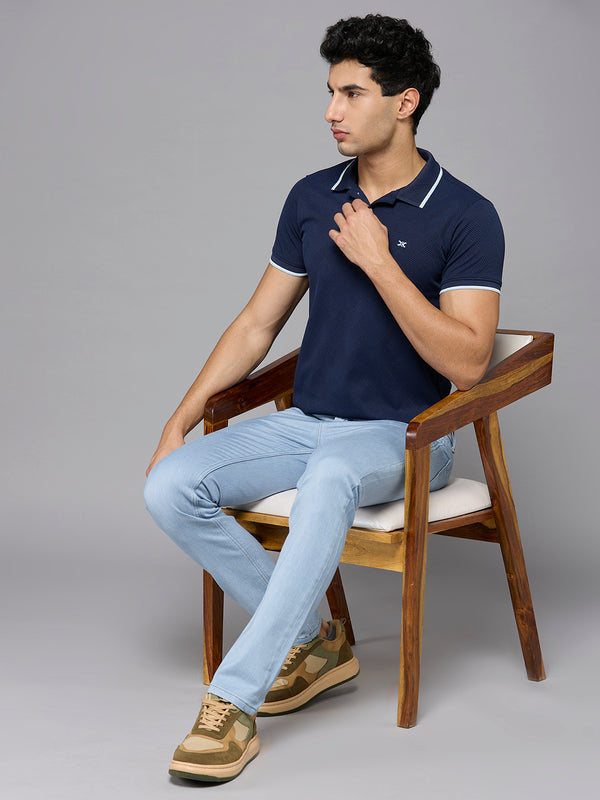 Men's Navy Solid Slim Fit T-Shirts