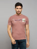 Men's Pink Printed Slim Fit T-Shirts