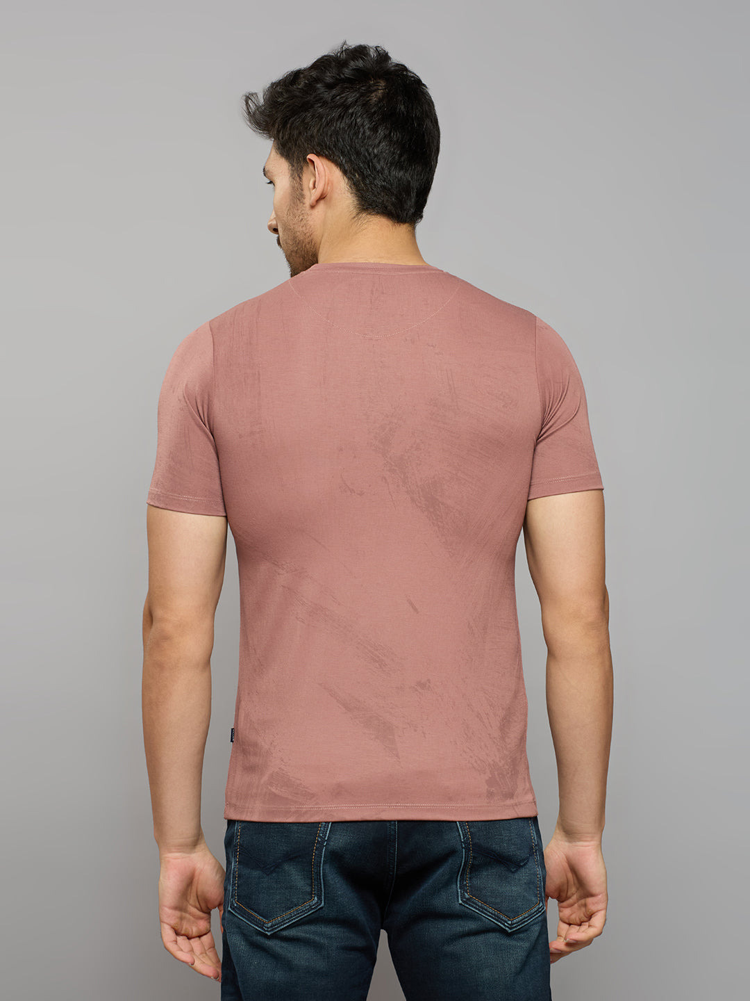 Men's Pink Printed Slim Fit T-Shirts