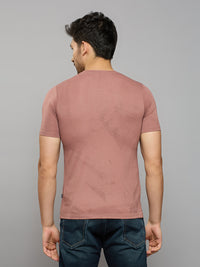 Men's Pink Printed Slim Fit T-Shirts