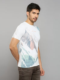 Men's Off White Printed Slim Fit T-Shirts