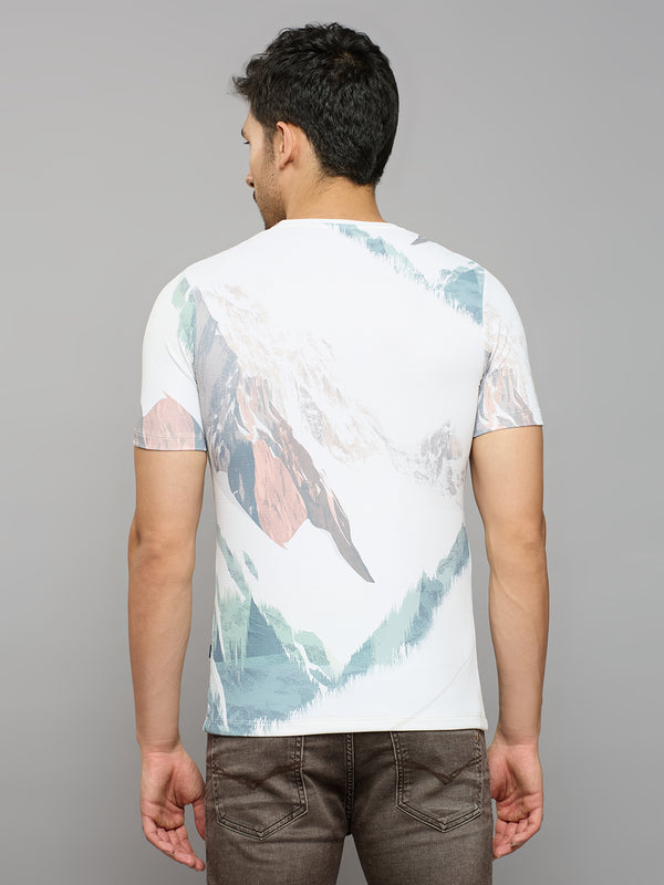 Men's Off White Printed Slim Fit T-Shirts