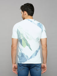 Men's Light Green Printed Slim Fit T-Shirts