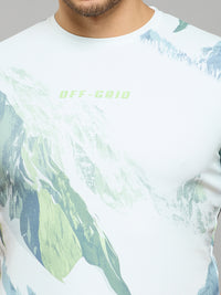 Men's Light Green Printed Slim Fit T-Shirts