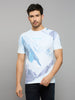 Men's Blue Printed Slim Fit T-Shirts