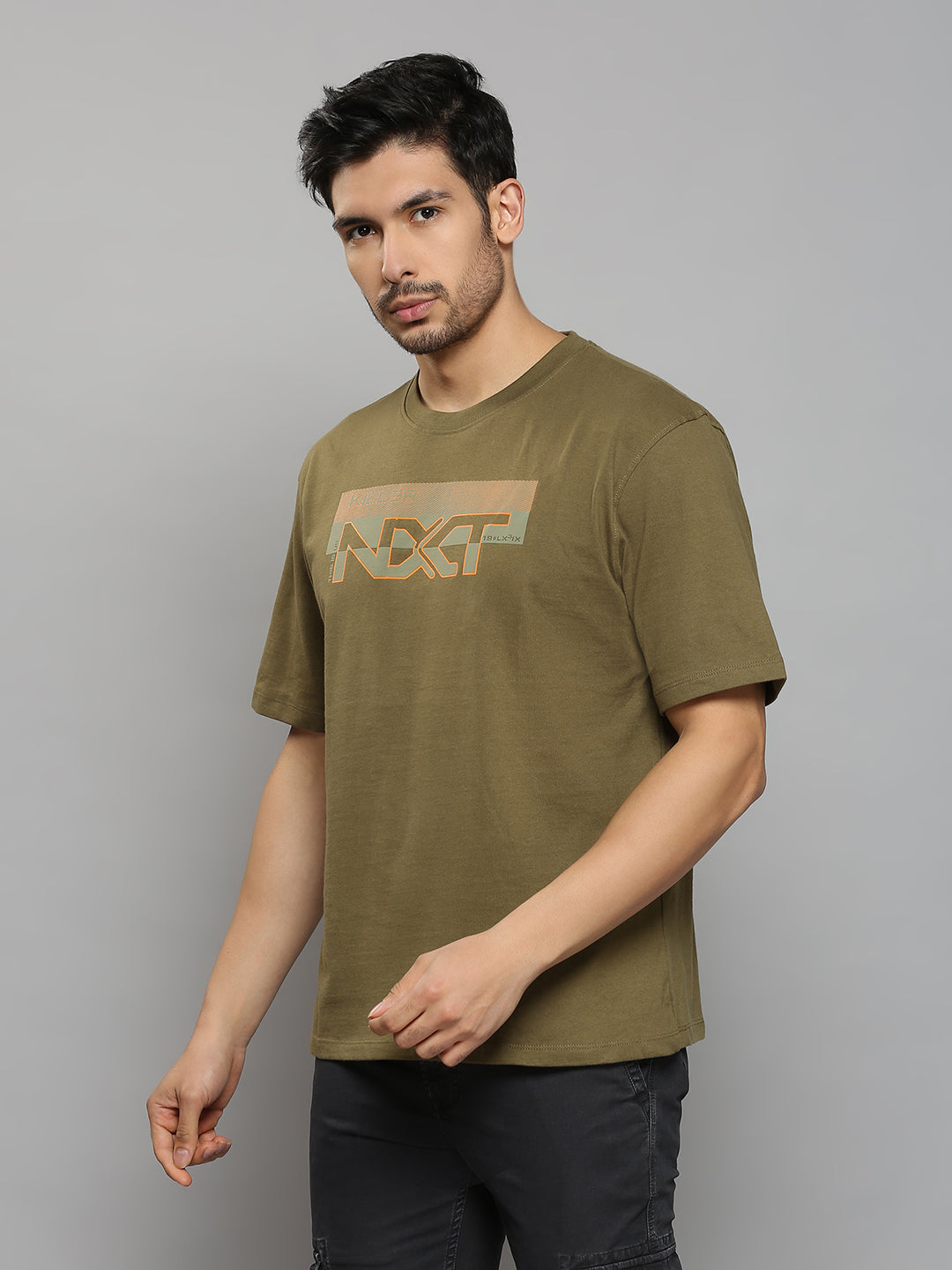Men's Olive Solid Slim Fit T-Shirts
