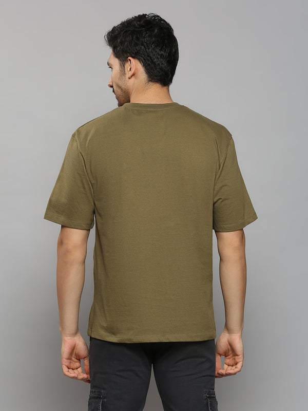 Men's Olive Solid Slim Fit T-Shirts