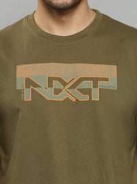 Men's Olive Solid Slim Fit T-Shirts