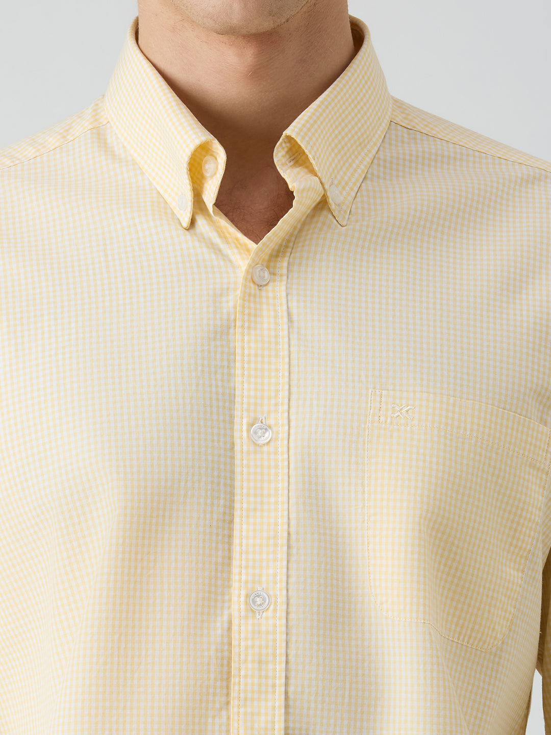 Men's Yellow Checks Slim Fit Shirts