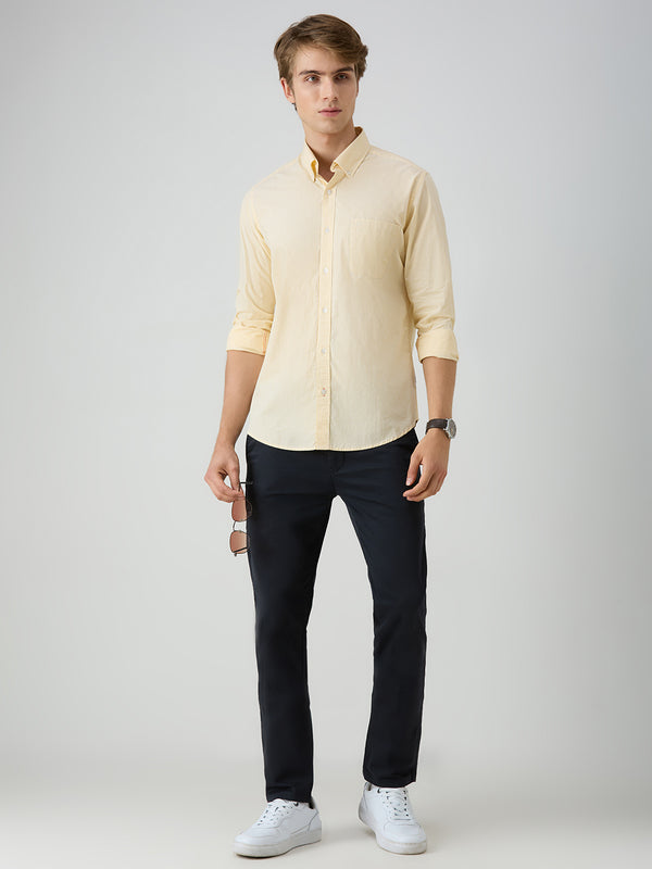 Men's Yellow Checks Slim Fit Shirts