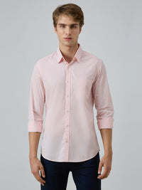 Men's Peach Checks Slim Fit Shirts