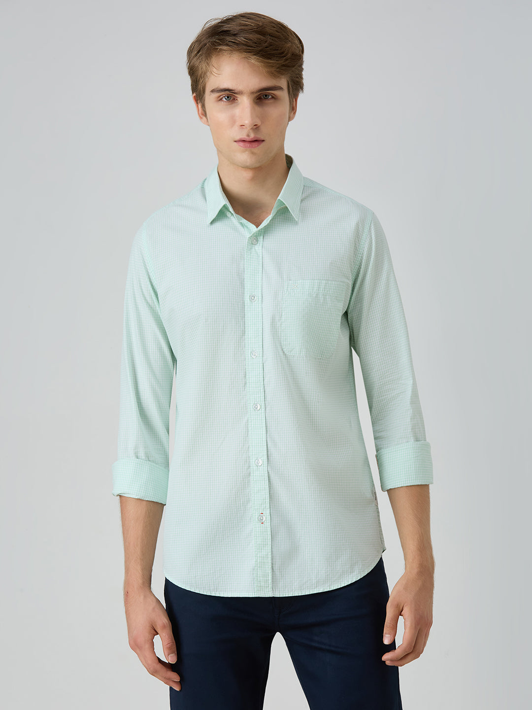 Men's Green Checks Slim Fit Shirts