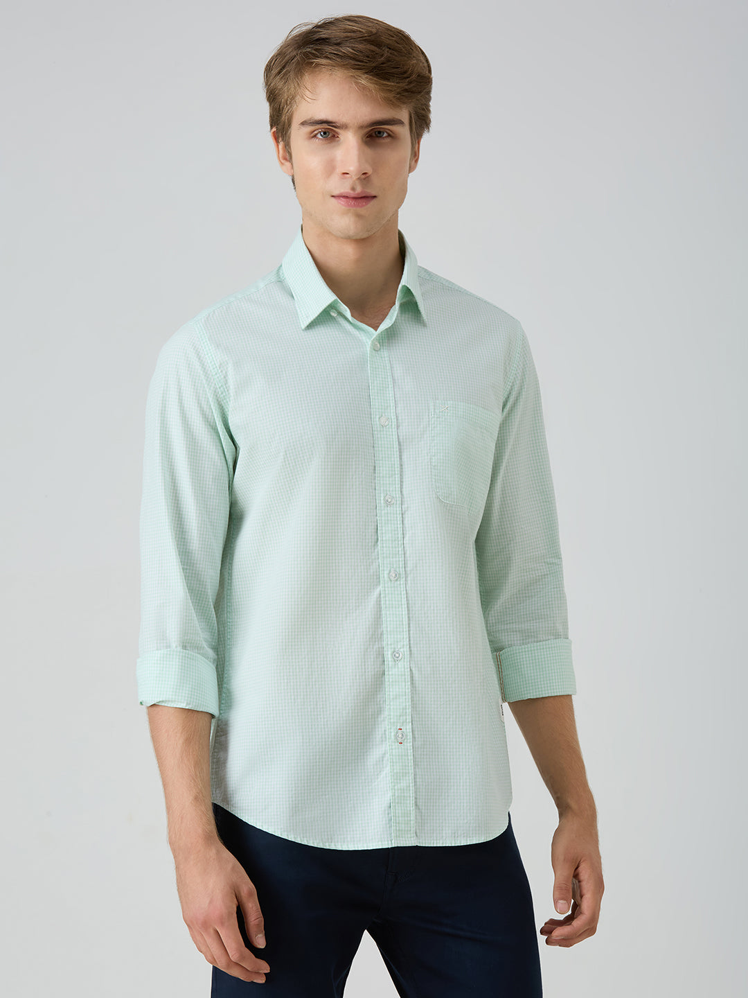 Men's Green Checks Slim Fit Shirts