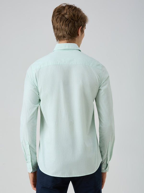 Men's Green Checks Slim Fit Shirts