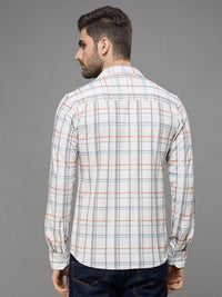 Men's Off White Checks Slim Fit Shirts