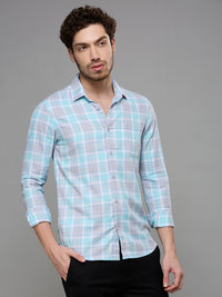 Men's Blue Checks Slim Fit Shirts