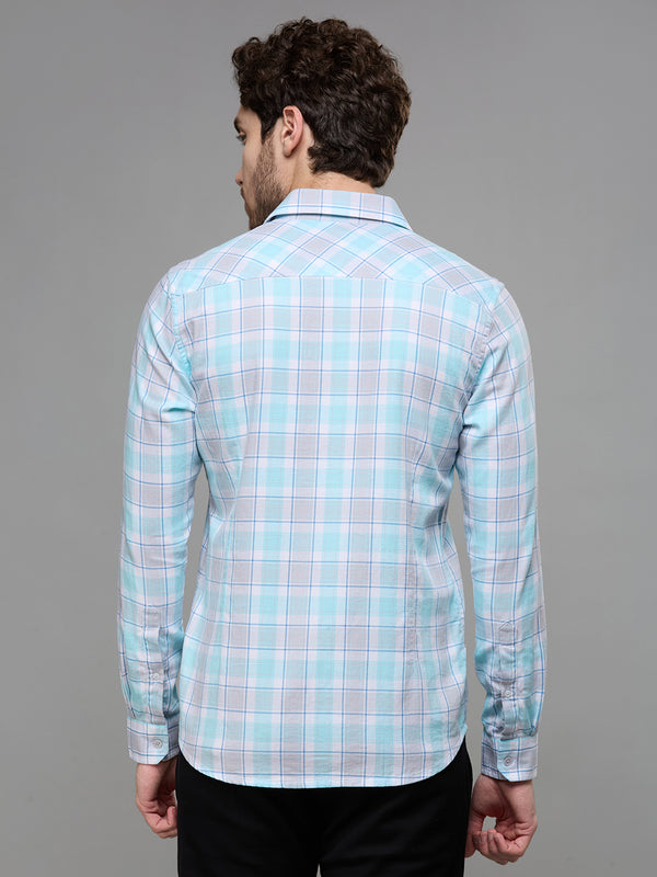 Men's Blue Checks Slim Fit Shirts