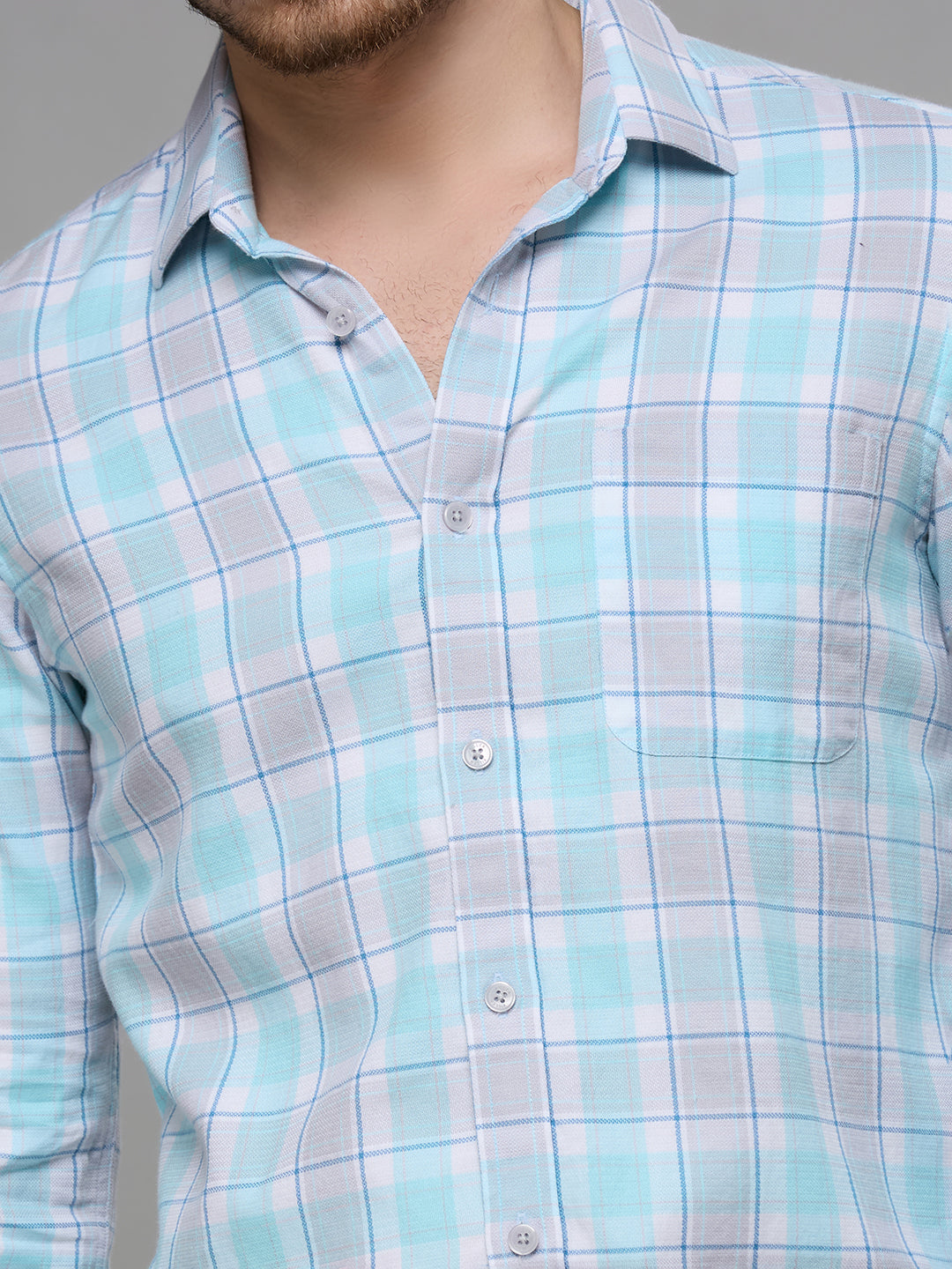 Men's Blue Checks Slim Fit Shirts