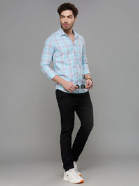 Men's Blue Checks Slim Fit Shirts