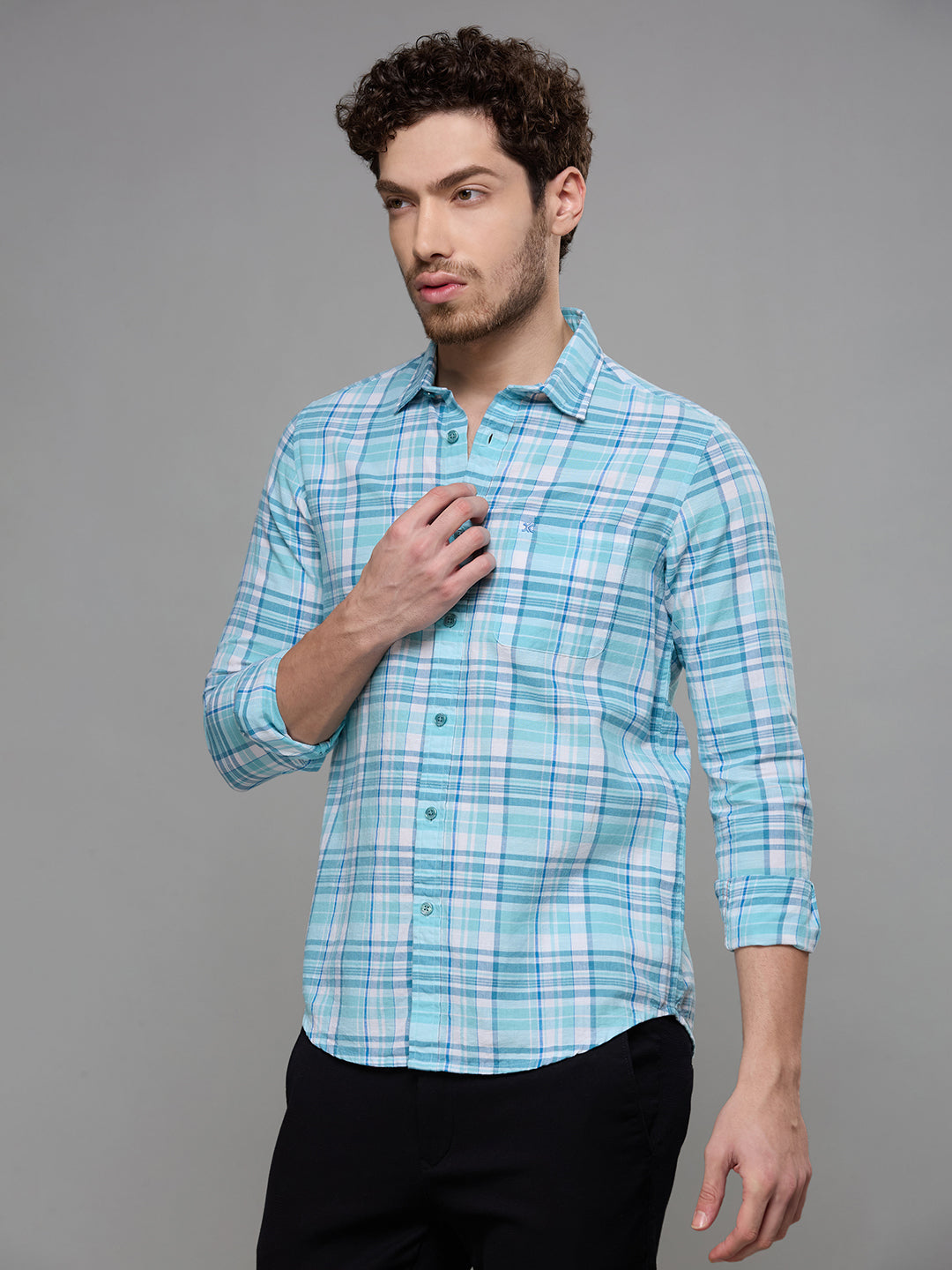 Men's Blue Checks Slim Fit Shirts