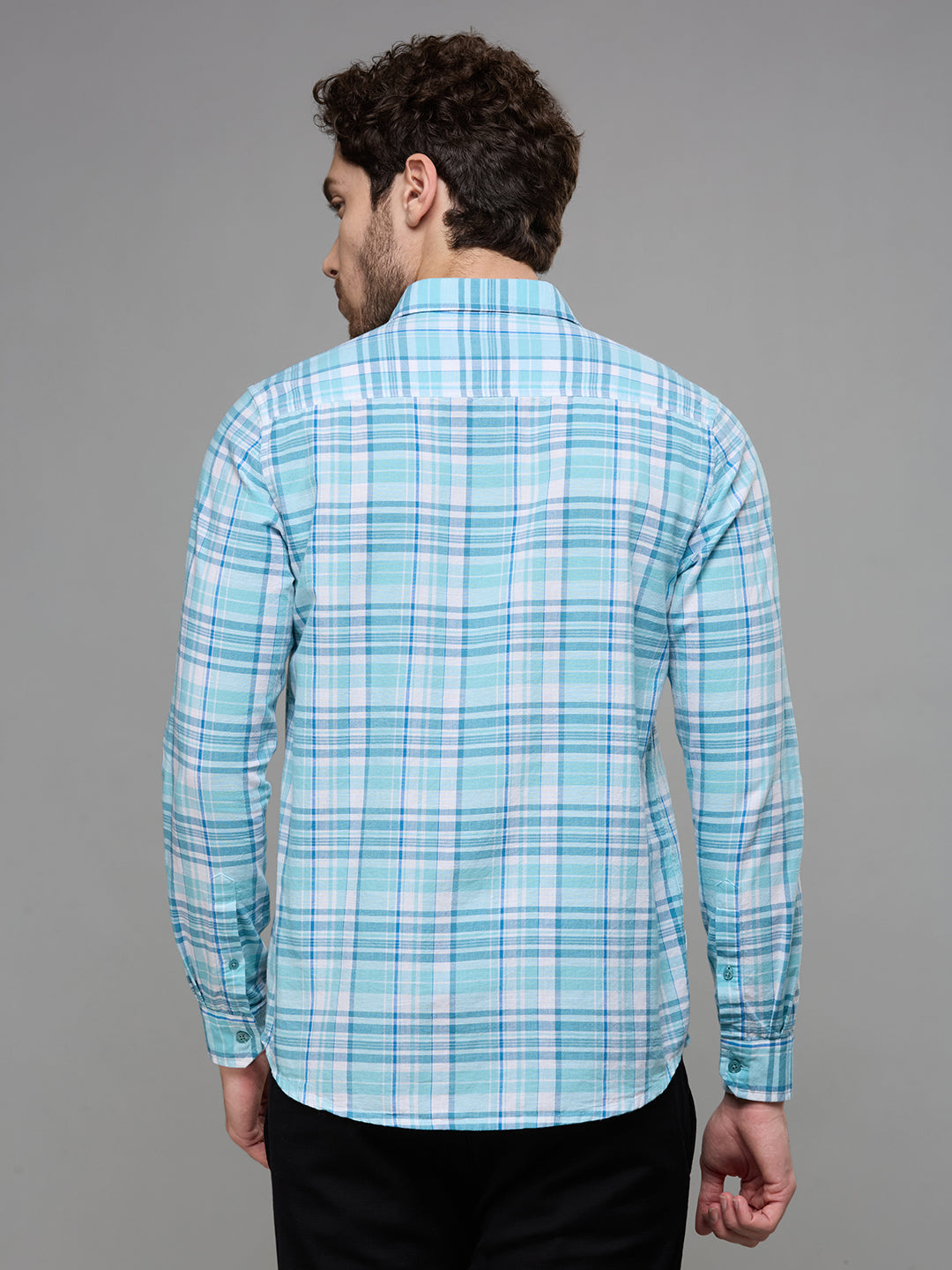 Men's Blue Checks Slim Fit Shirts