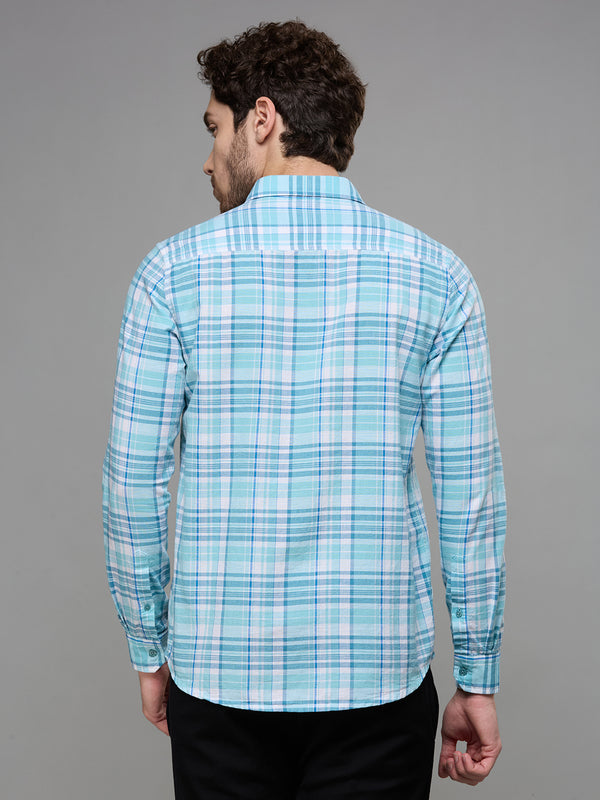 Men's Blue Checks Slim Fit Shirts