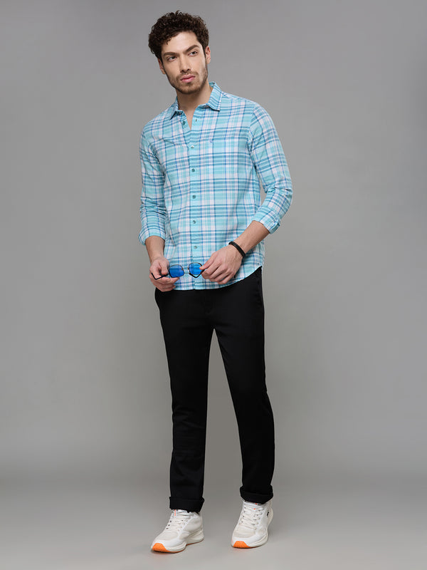 Men's Blue Checks Slim Fit Shirts