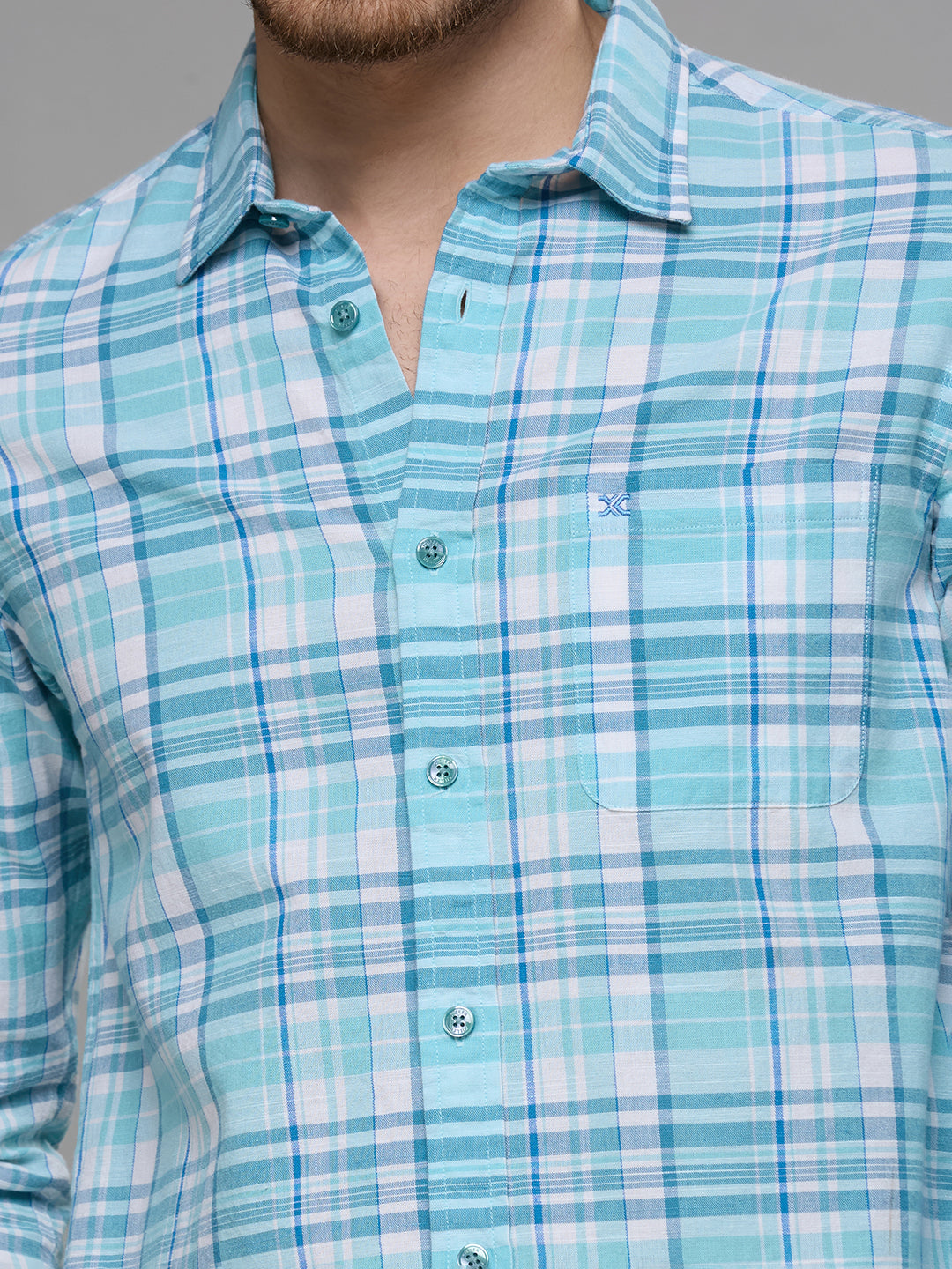 Men's Blue Checks Slim Fit Shirts