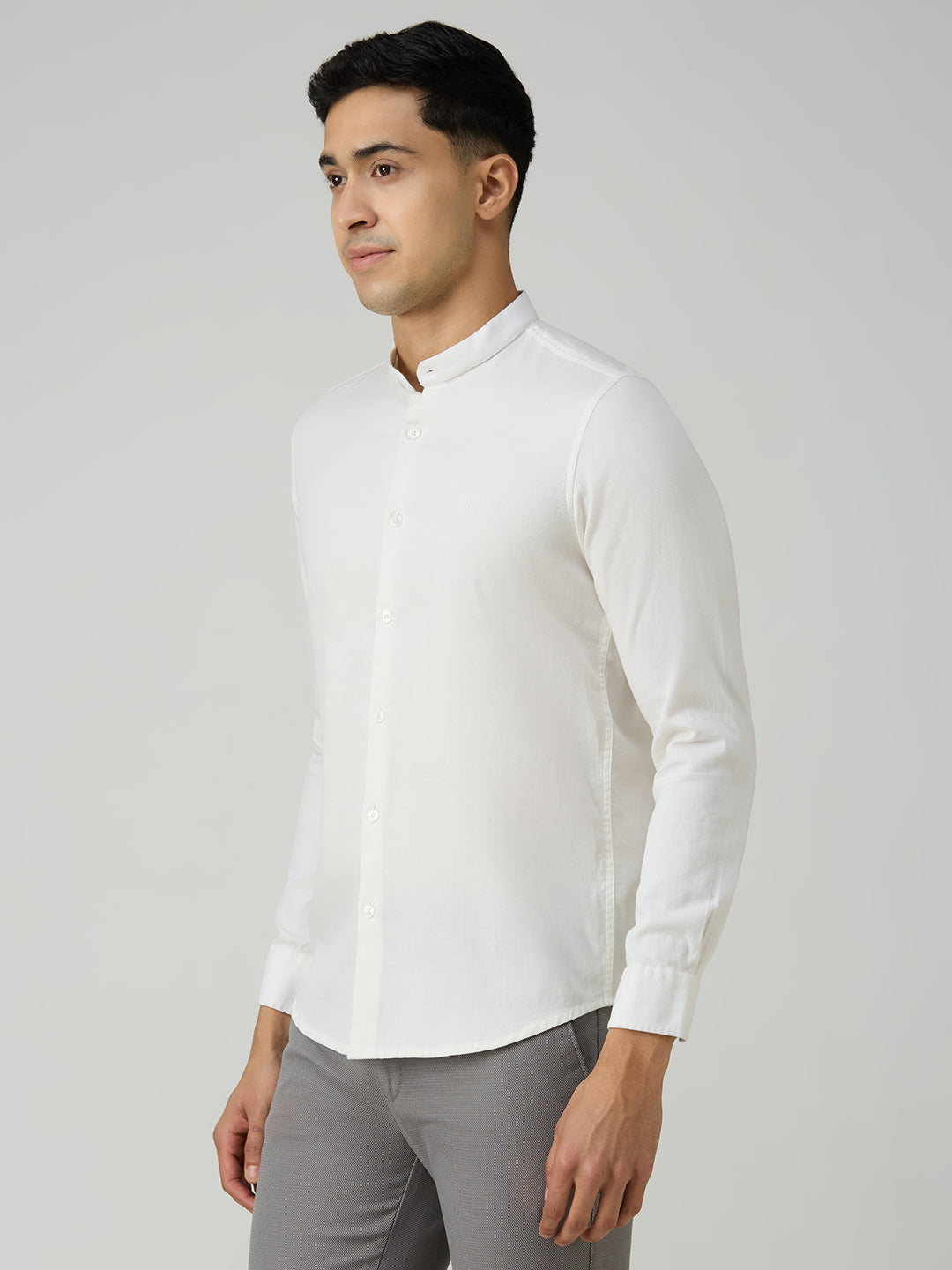 Men's White Printed Slim Fit Shirts