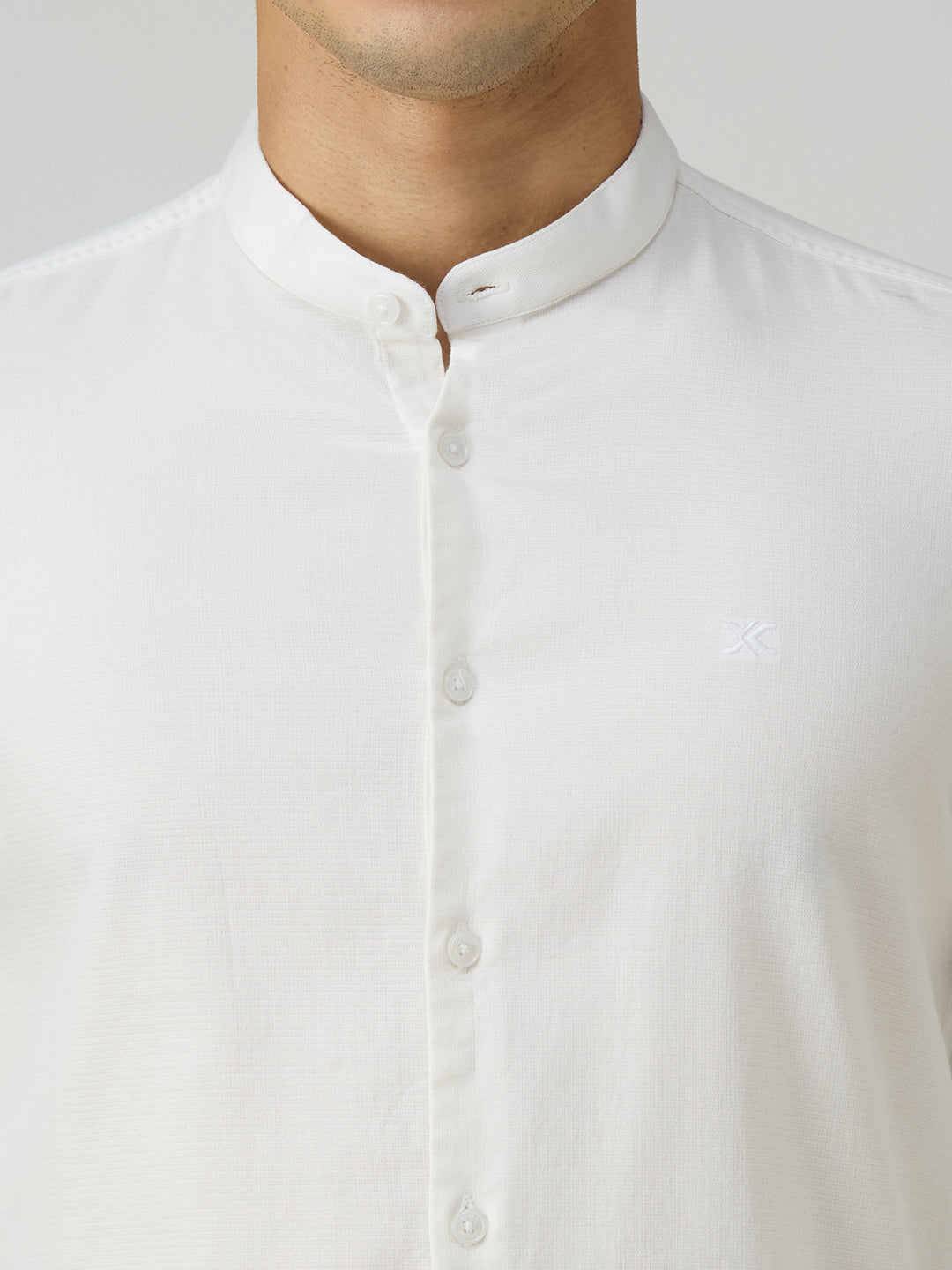 Men's White Printed Slim Fit Shirts
