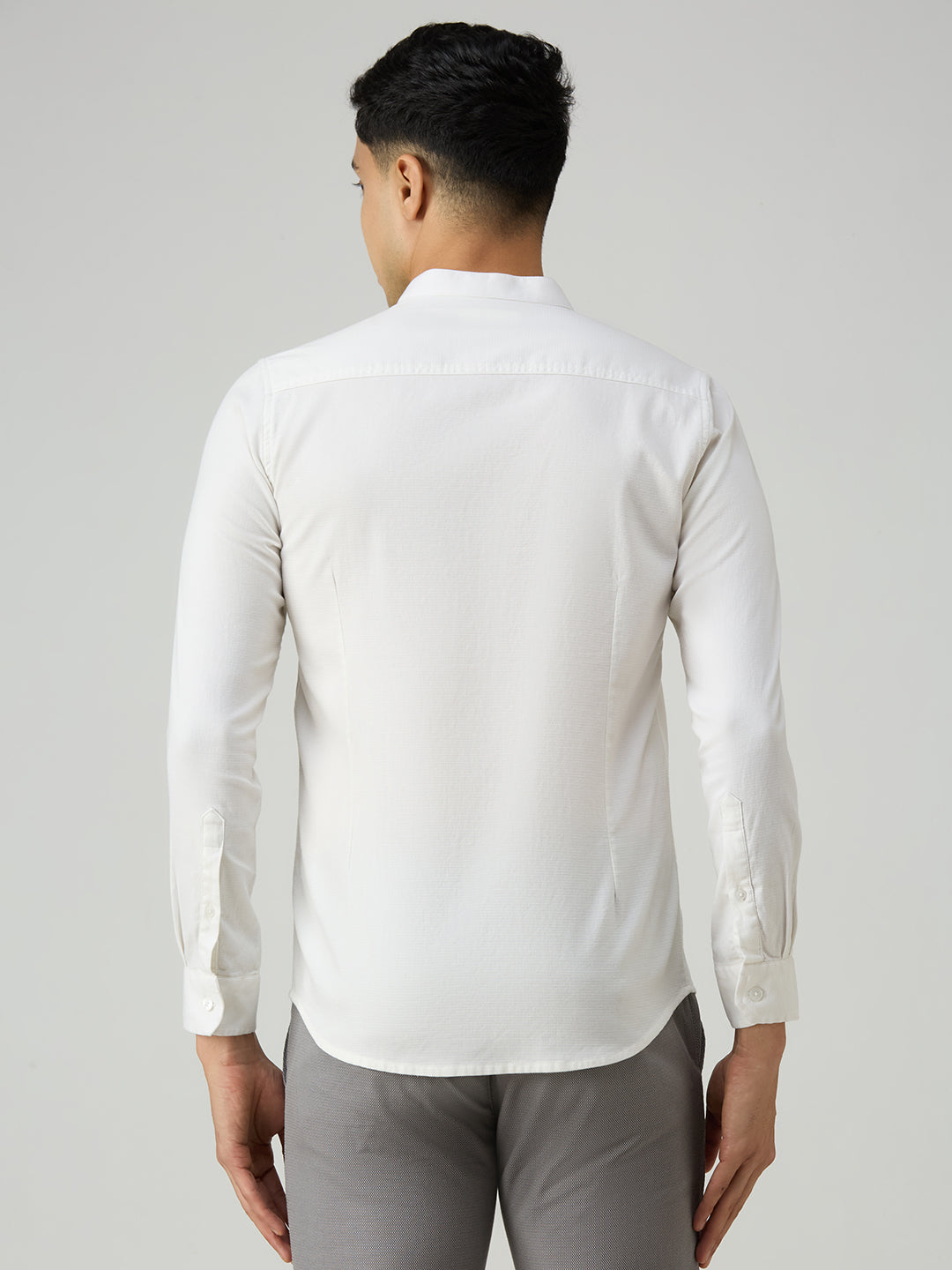 Men's White Printed Slim Fit Shirts