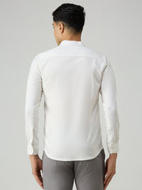 Men's White Printed Slim Fit Shirts