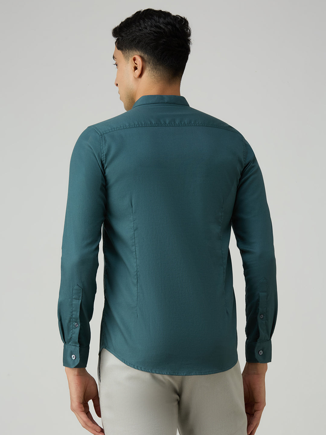 Men's Petrol Printed Slim Fit Shirts