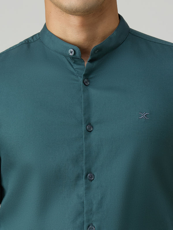 Men's Petrol Printed Slim Fit Shirts