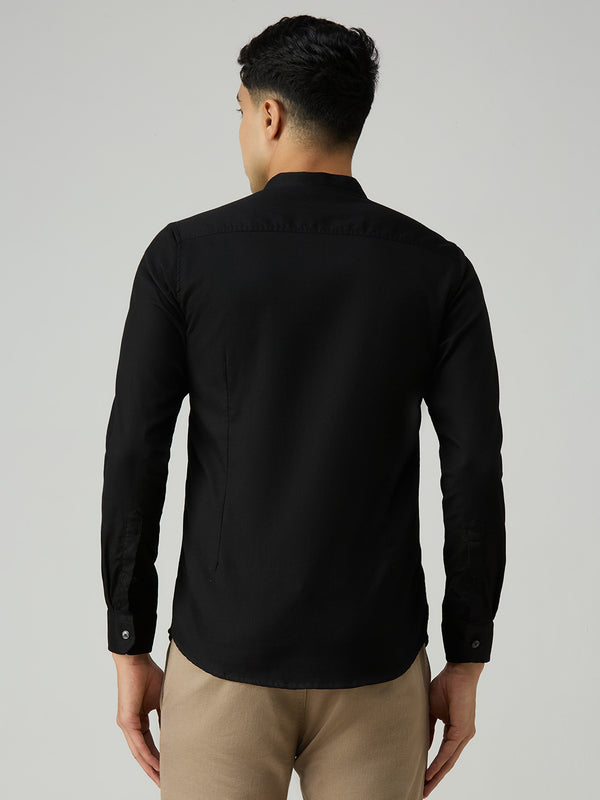 Men's Black Printed Slim Fit Shirts