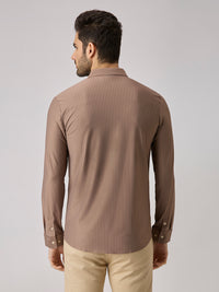 Men's Khaki Solid Slim Fit Shirts