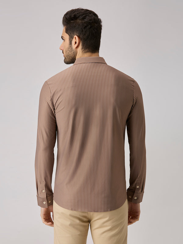 Men's Khaki Solid Slim Fit Shirts