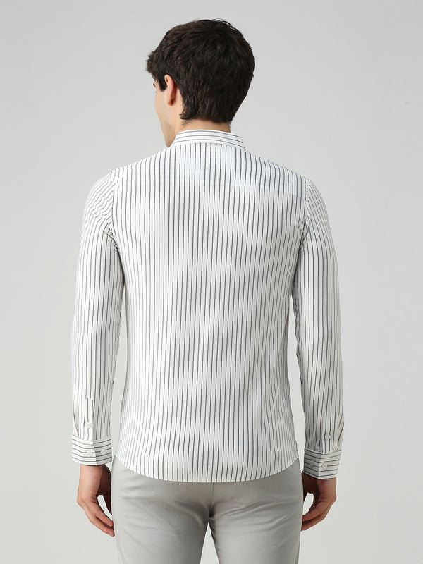 Men's White Stripe Slim Fit Shirts