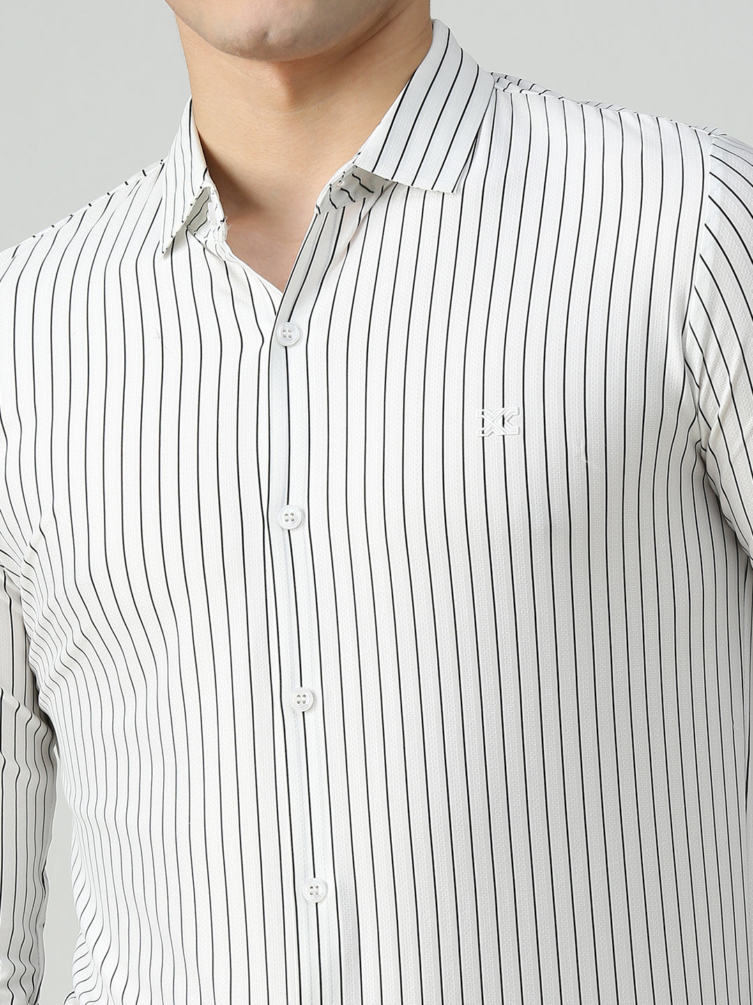 Men's White Stripe Slim Fit Shirts