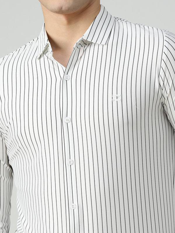 Men's White Stripe Slim Fit Shirts