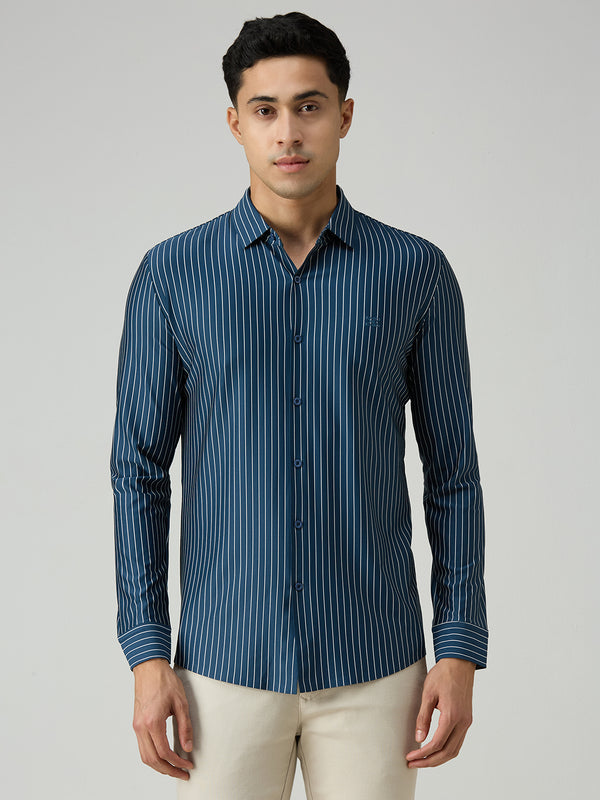 Men's Teal Stripe Slim Fit Shirts