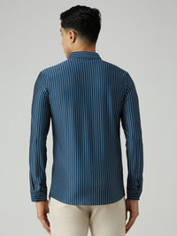 Men's Teal Stripe Slim Fit Shirts