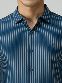 Men's Teal Stripe Slim Fit Shirts