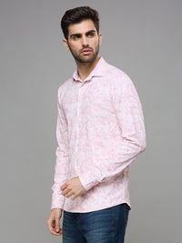 Men's Peach Printed Straight Fit