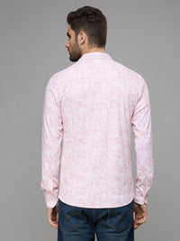Men's Peach Printed Straight Fit